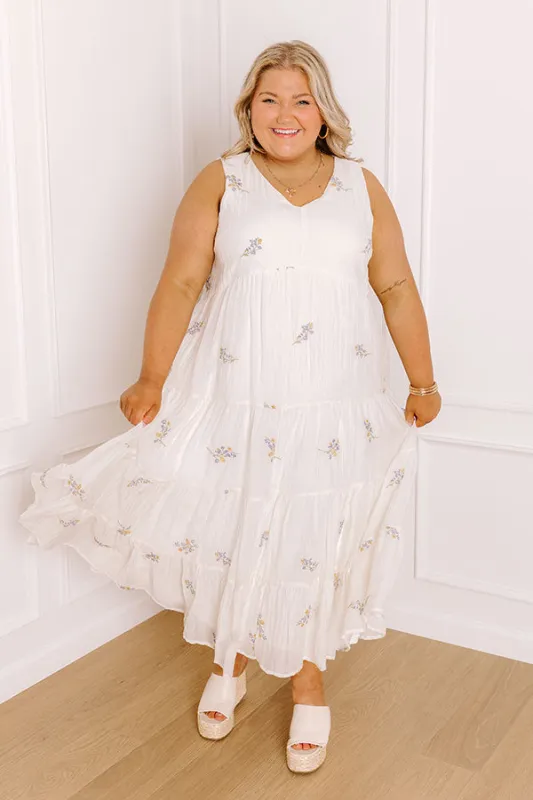 Chasing Wildflowers Embroidered Midi Dress Curves sold by Impressions