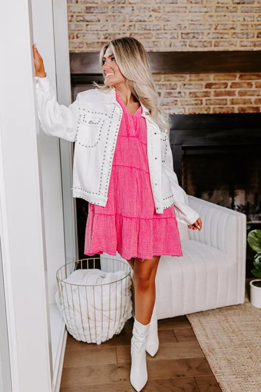 Across The World Mineral Wash Mini Dress In Pink sold by Impressions