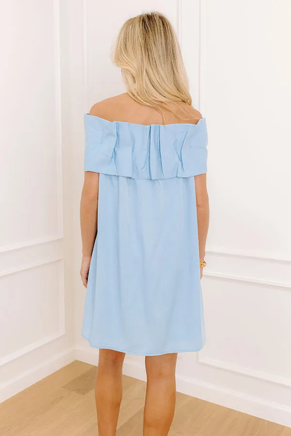 Uptown Social Off Shoulder Mini Dress in Sky Blue sold by Impressions product image thumbnail 4