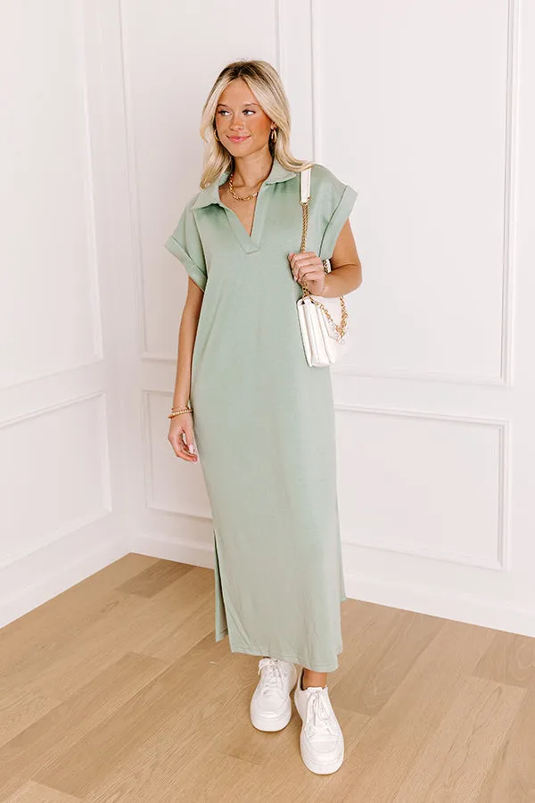 Cue The Casual T-shirt Midi Dress in Sage sold by Impressions