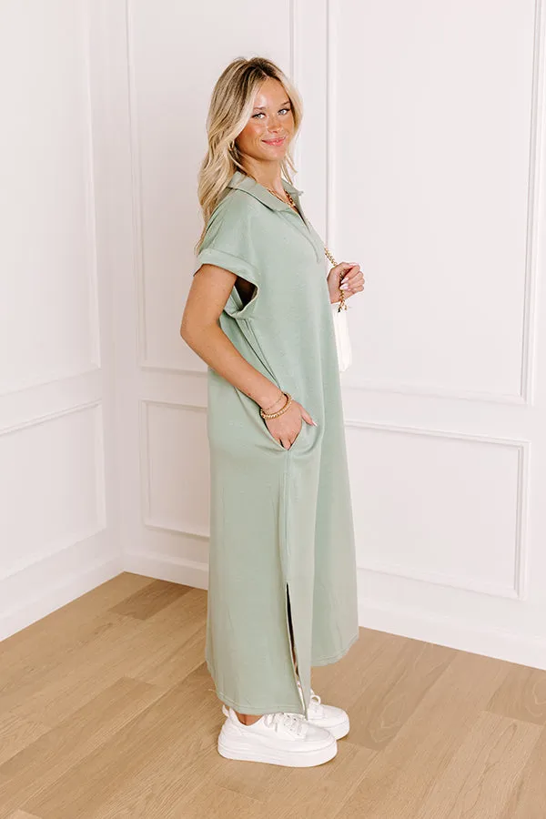 Cue The Casual T-shirt Midi Dress in Sage sold by Impressions product image thumbnail 5