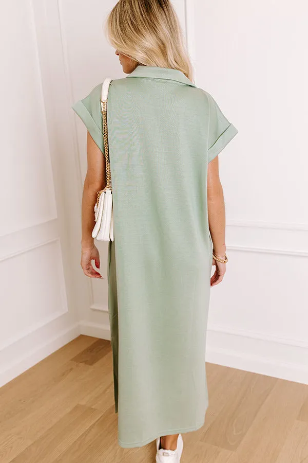 Cue The Casual T-shirt Midi Dress in Sage sold by Impressions product image thumbnail 3