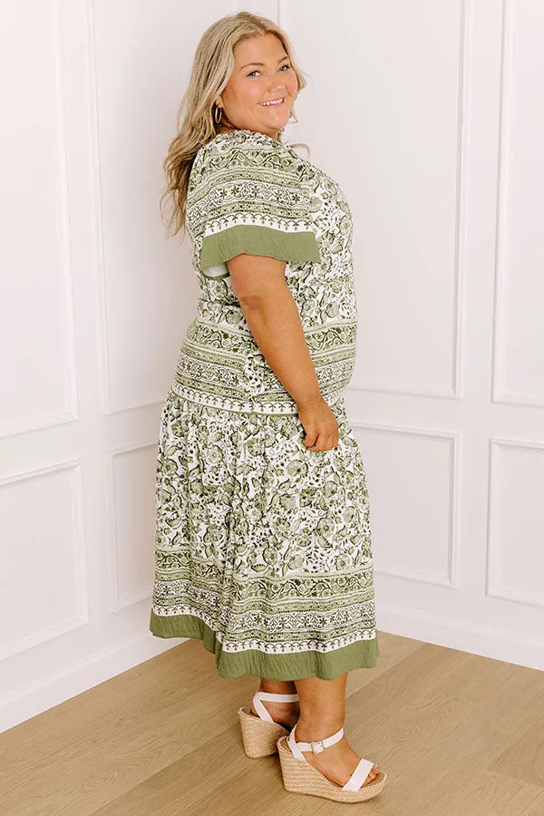 Bright Days Ahead Floral Midi Dress in Olive Curves sold by Impressions product image thumbnail 3