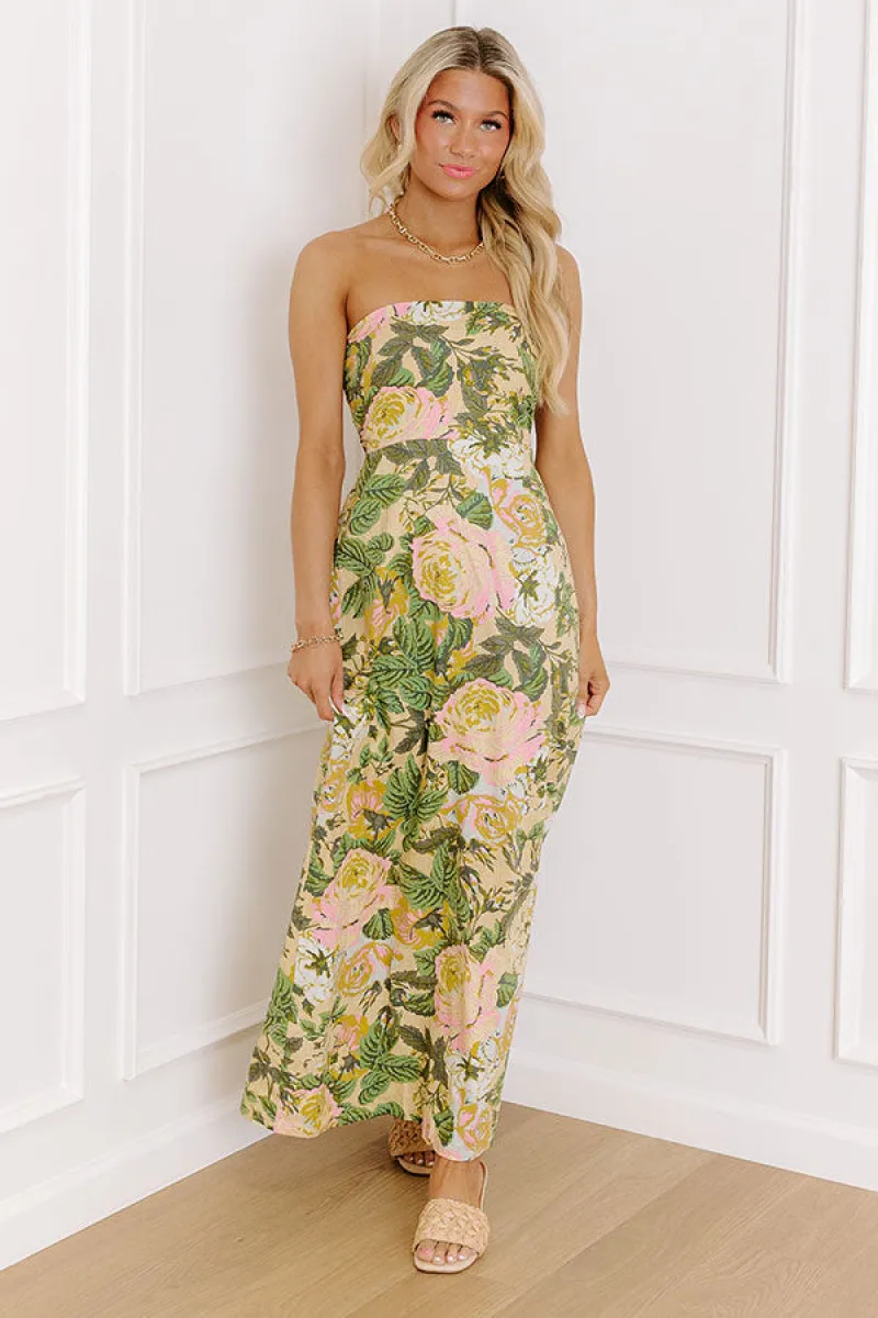 green emerald velvet dress Greta Floral Linen Dress main image 1