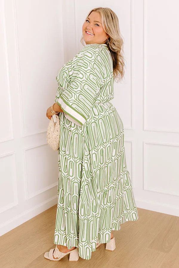 Art Gallery Social Midi Dress in Olive Curves sold by Impressions product image thumbnail 3