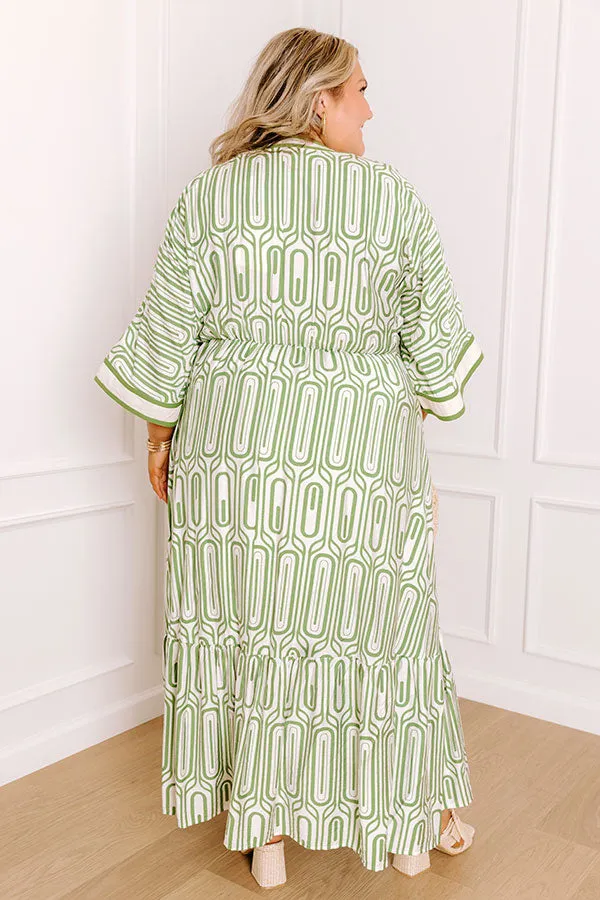 Art Gallery Social Midi Dress in Olive Curves sold by Impressions product image thumbnail 4