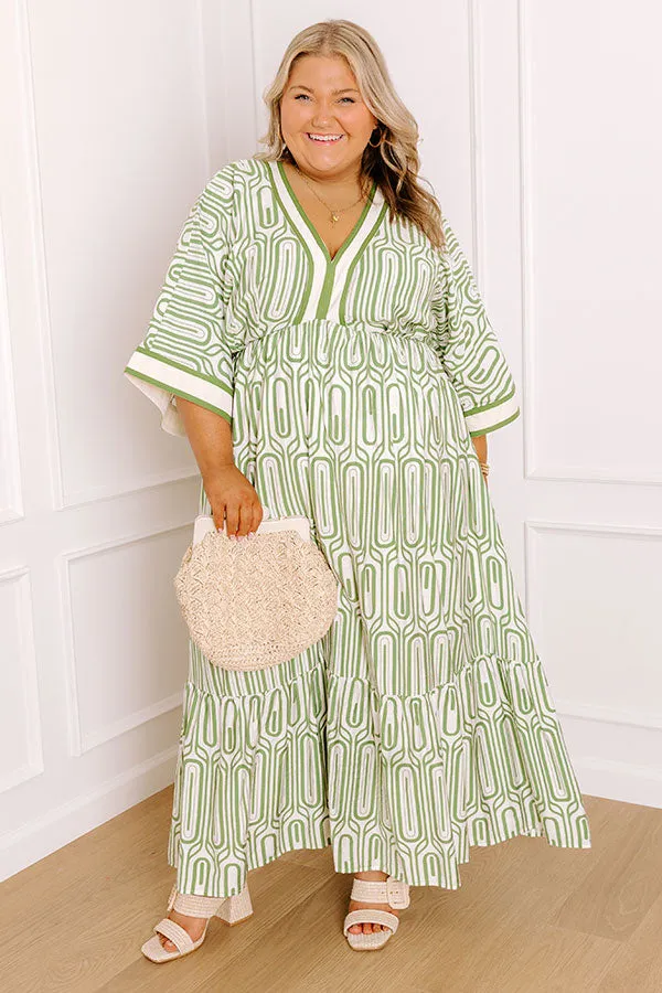 Art Gallery Social Midi Dress in Olive Curves sold by Impressions