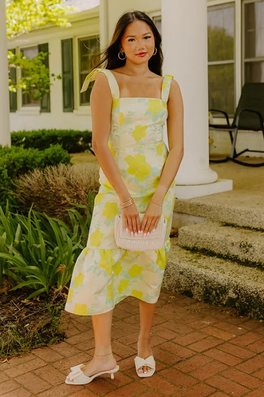 Hibiscus Garden Jacquard Midi Dress sold by Impressions