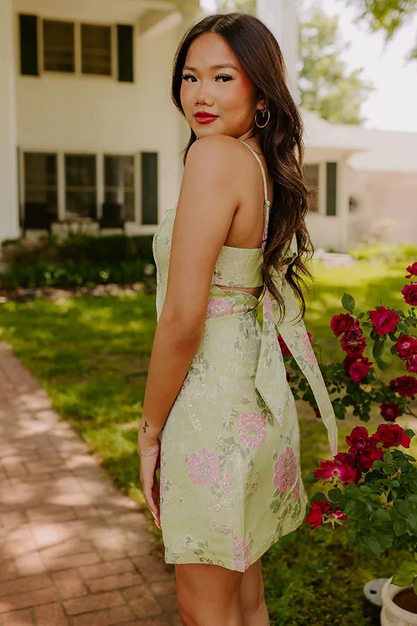 Floral Elegance Jacquard Mini Dress in Lime sold by Impressions product image thumbnail 4