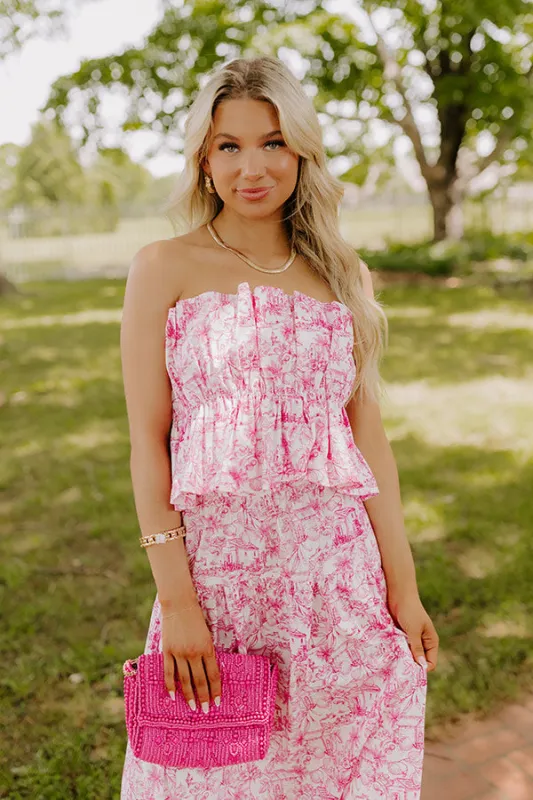 Villa Charm Pleated Top In Pink sold by Impressions