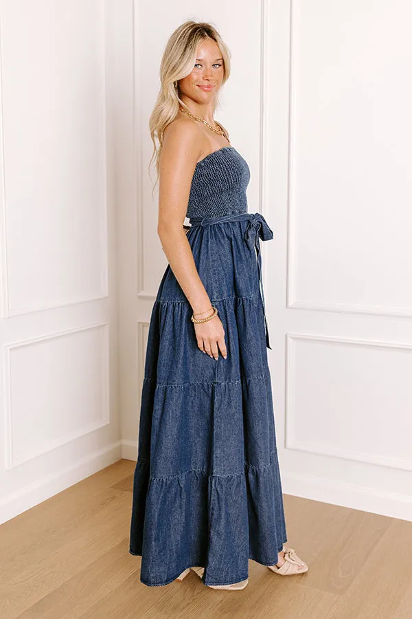 Skyline Chic Smocked Denim Maxi Dress sold by Impressions product image thumbnail 5