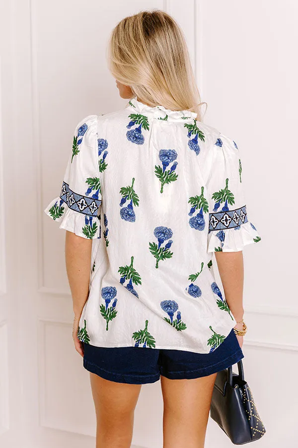 Garden Party Chic Floral Top in Blue sold by Impressions product image thumbnail 3