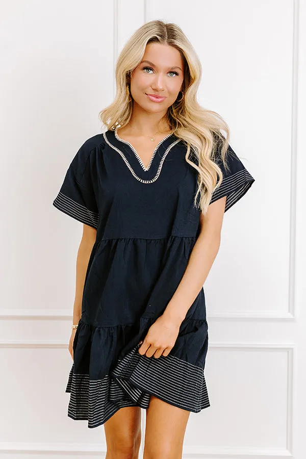 Lake Day Bliss Tiered Mini Dress in Navy sold by Impressions