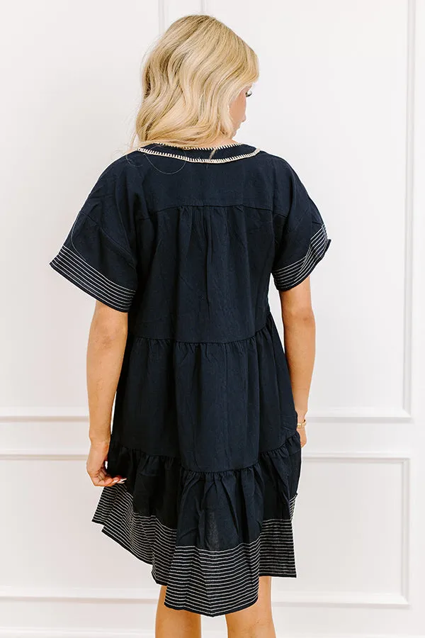 Lake Day Bliss Tiered Mini Dress in Navy sold by Impressions product image thumbnail 5