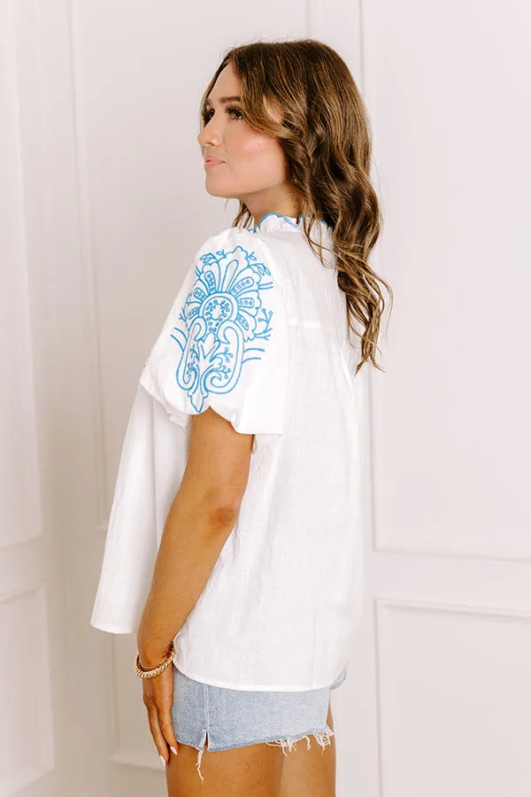 Myrtle Beach Brunch Embroidered Top in Blue sold by Impressions product image thumbnail 4