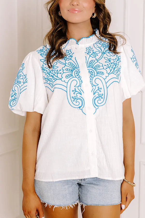 Myrtle Beach Brunch Embroidered Top in Blue sold by Impressions product image thumbnail 2