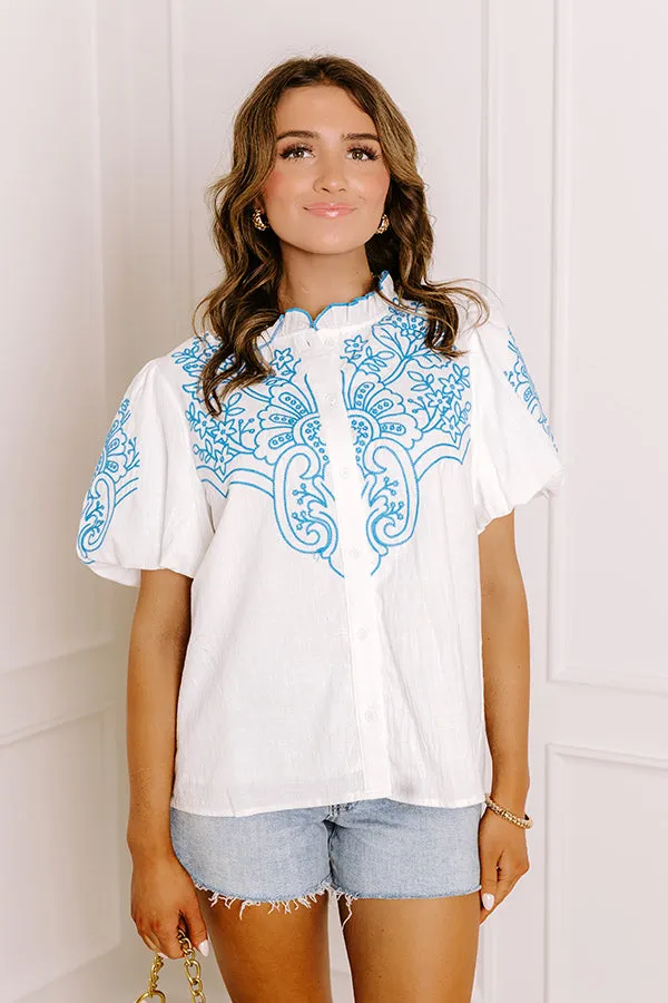 Myrtle Beach Brunch Embroidered Top in Blue sold by Impressions product image thumbnail 3