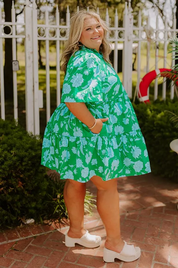 Charmed Feeling Floral Mini Dress in Green Curves sold by Impressions product image thumbnail 4