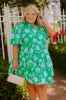 Charmed Feeling Floral Mini Dress in Green Curves sold by Impressions