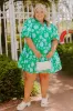 Charmed Feeling Floral Mini Dress in Green Curves sold by Impressions