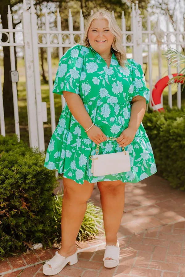 Charmed Feeling Floral Mini Dress in Green Curves sold by Impressions product image thumbnail 3
