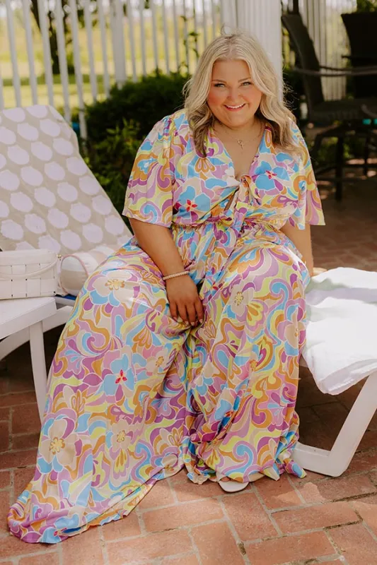 Sunny Views Satin Floral Wide Leg Jumpsuit Curves sold by Impressions