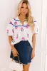 Joyful Bloom Floral Embroidered Top in White sold by Impressions