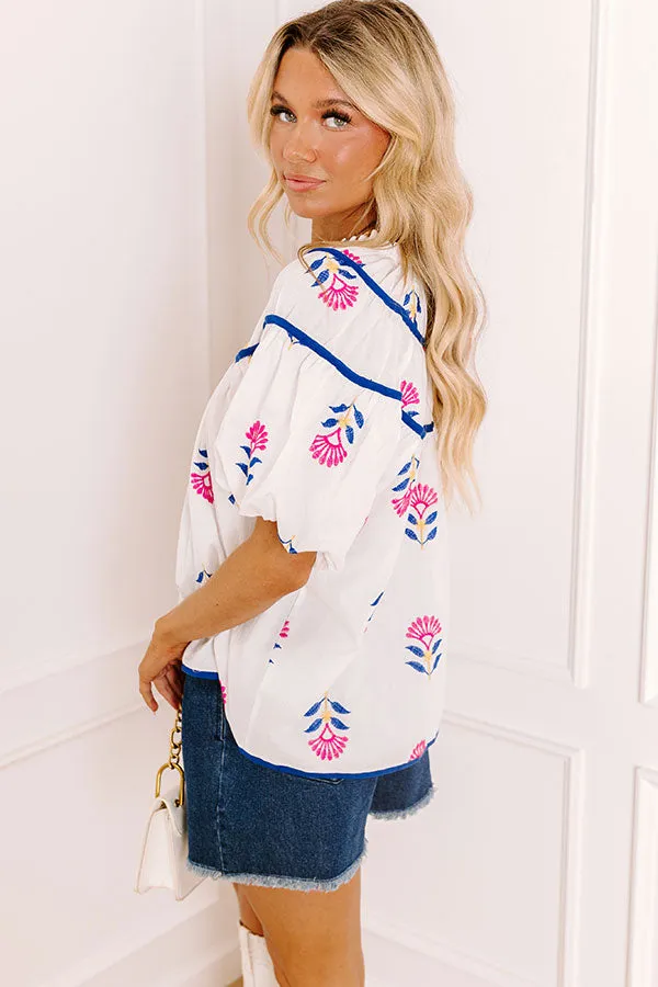 Joyful Bloom Floral Embroidered Top in White sold by Impressions product image thumbnail 3