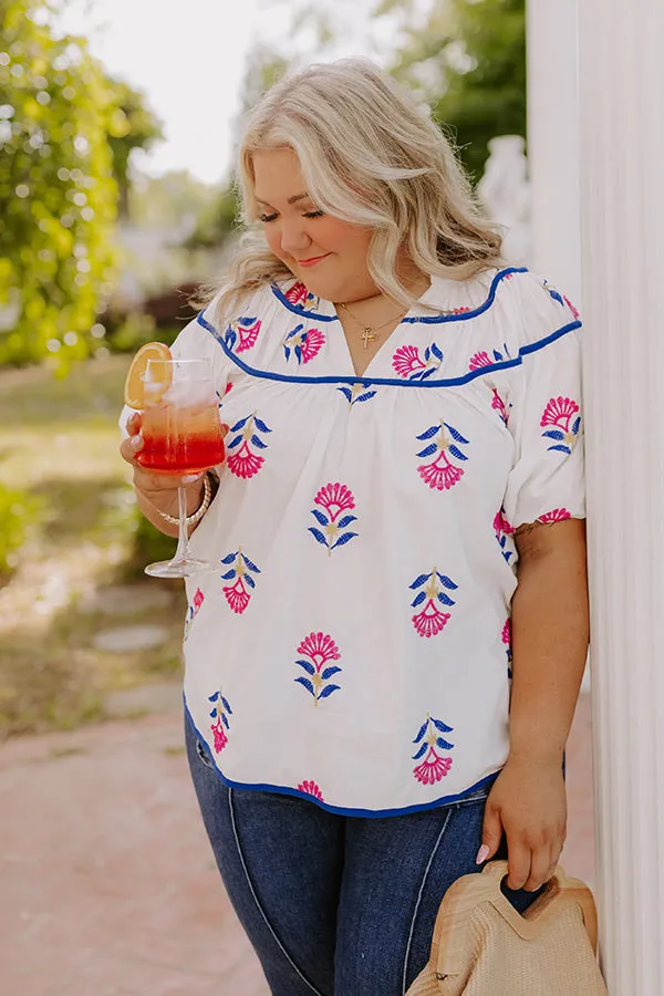 Joyful Bloom Floral Embroidered Top in White Curves sold by Impressions product image thumbnail 2