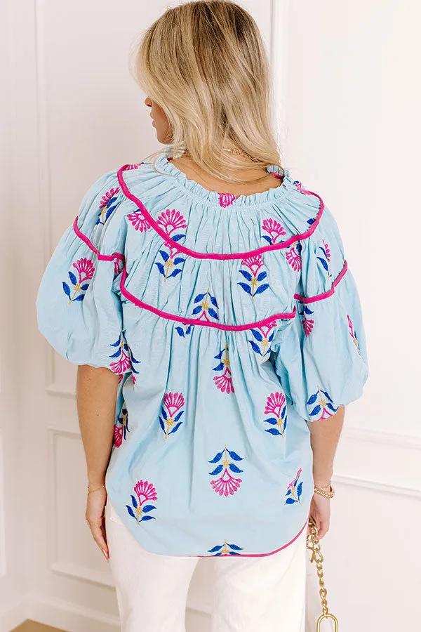 Joyful Bloom Floral Embroidered Top in Sky Blue sold by Impressions product image thumbnail 4