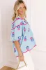 Joyful Bloom Floral Embroidered Top in Sky Blue sold by Impressions