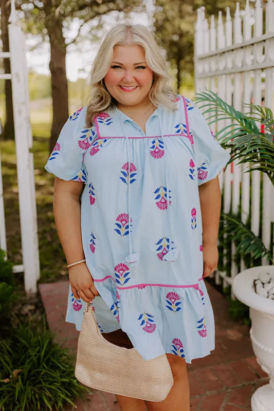 Joyful Bloom Floral Embroidered Mini Dress Curves sold by Impressions