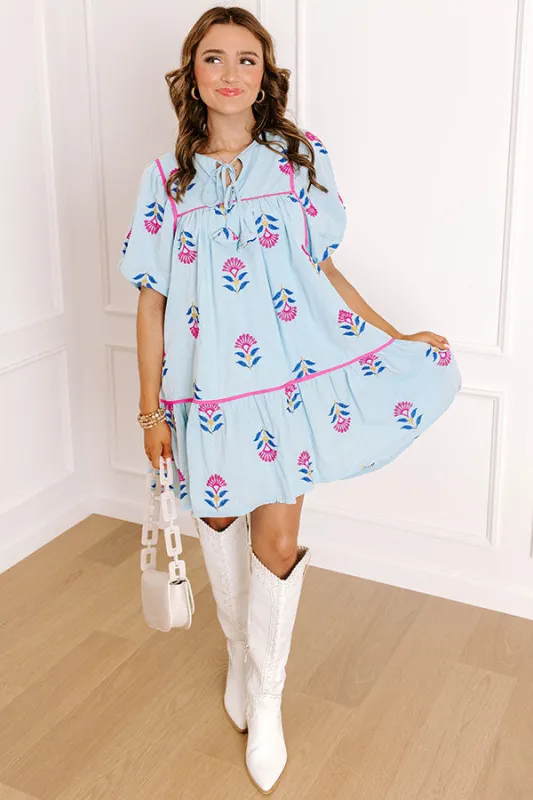 Joyful Bloom Floral Embroidered Mini Dress sold by Impressions