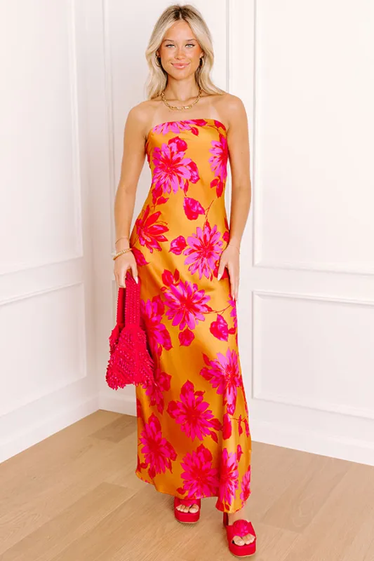 Rooftop Fiesta Satin Floral Maxi Dress sold by Impressions