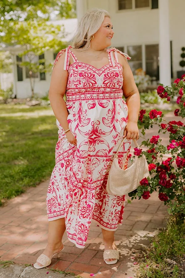 French Riviera Floral Midi Dress in Hot Pink Curves sold by Impressions product image thumbnail 3