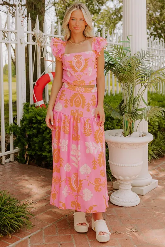 Margaritas Sipping High Waist Floral Maxi Skirt sold by Impressions