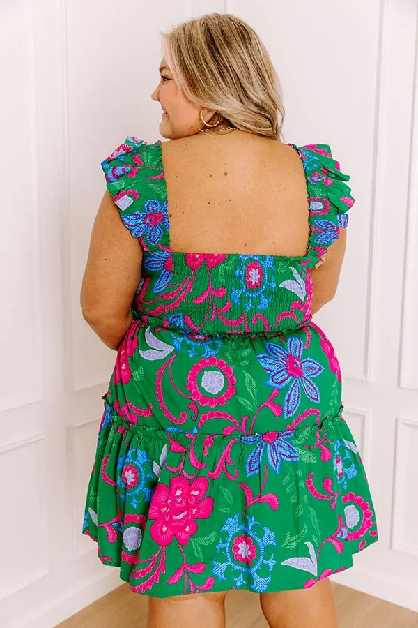 Pina Colada Please Floral Mini Dress in Green Curves sold by Impressions product image thumbnail 4