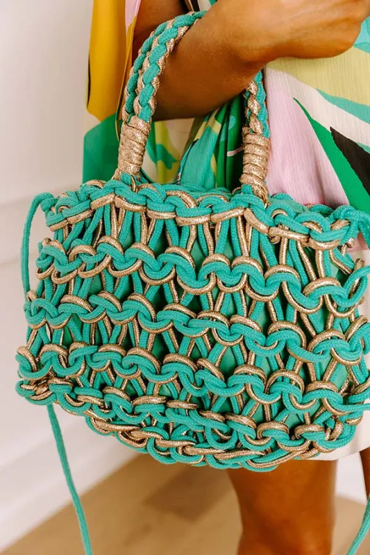 Oceanside Bliss Woven Purse in Ocean Wave sold by Impressions