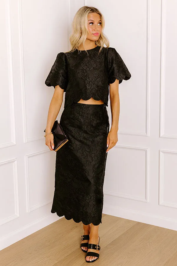 Garden Soiree High Waist Jacquard Maxi Skirt in Black sold by Impressions product image thumbnail 2