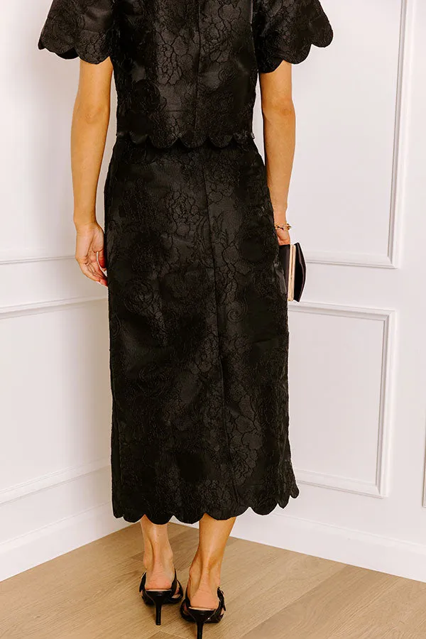 Garden Soiree High Waist Jacquard Maxi Skirt in Black sold by Impressions product image thumbnail 5