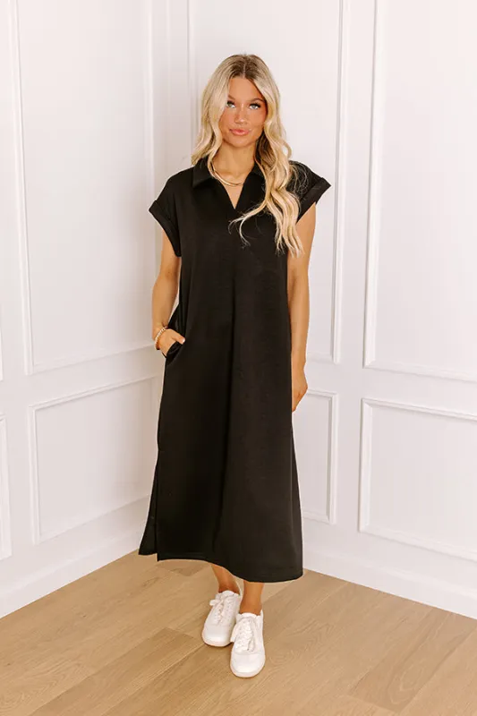 Cue The Casual T-shirt Midi Dress in Black sold by Impressions