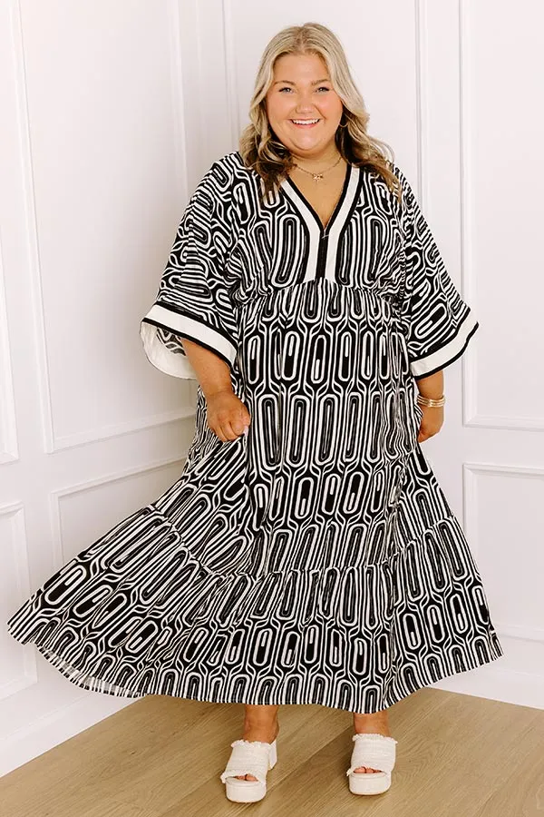 Art Gallery Social Midi Dress in Black Curves sold by Impressions