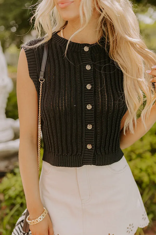Vacay Breeze Knit Button Up Top in Black sold by Impressions product image thumbnail 2