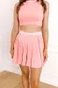 Varsity Vibes High Waist Pleated Skort in Pink sold by Impressions