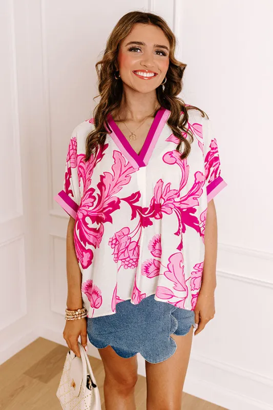Veranda Views Floral Top in Pink sold by Impressions