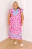 Veranda Views Floral Midi Dress in Pink Curves sold by Impressions