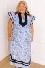 Veranda Views Floral Midi Dress in Sky Blue Curves sold by Impressions