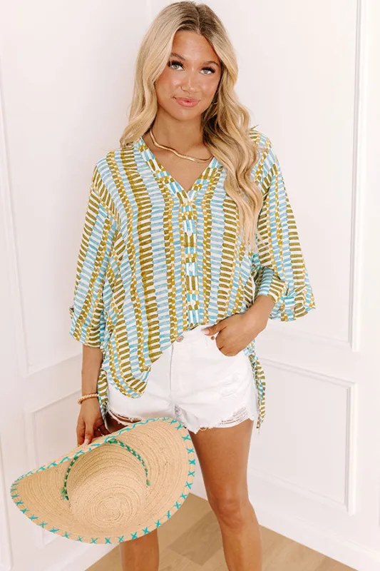Paradise Breeze Button Down Top sold by Impressions