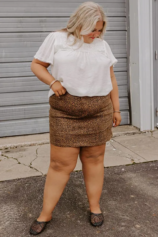 The Carlie High Waist Leopard Mini Skirt Curves sold by Impressions