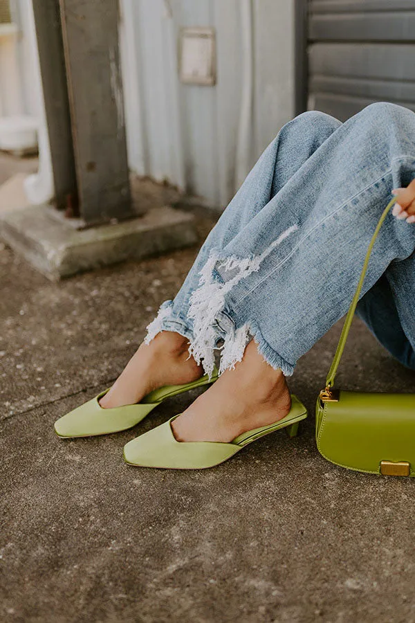 Tegan Satin Heel in Lime sold by Impressions